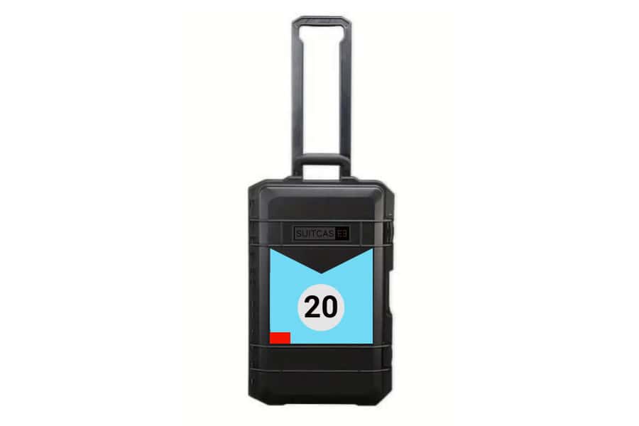 SUITCASEƎ Expedition Series Champion Waterproof Carry-On Suitcase - Number 20 Le Mans Gulf Blue, durable design inspired by motorsport liveries