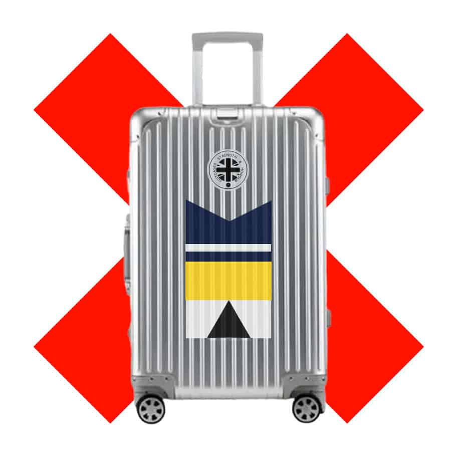 Silver SUITCASEƎ Trip Series La Palma White Aluminium Carry-On Suitcase, smooth rolling designer cabin bag with striking artwork inspired by La Palma Island