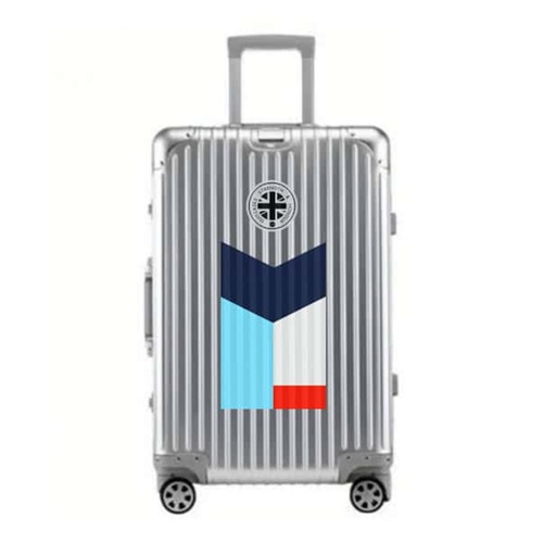 Silver SUITCASEƎ Trip Series Socotra Blue Aluminium Carry-On Suitcase, blending durability with stunning design inspired by Socotra Island.