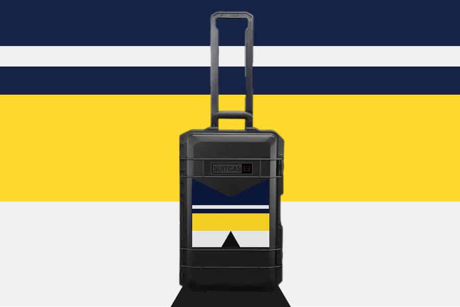 Artist Artwork SUITCASEƎ Expedition Series La Palma White Waterproof Carry-On Suitcase, designed for smooth rolling with striking artwork inspired by La Palma Island