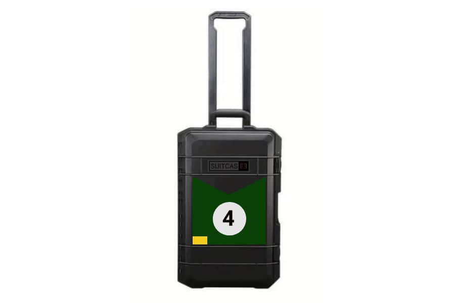 SUITCASEƎ Expedition Series Champion Waterproof Carry-On Suitcase - Number 4 Stirling Green, durable design inspired by motorsport liveries