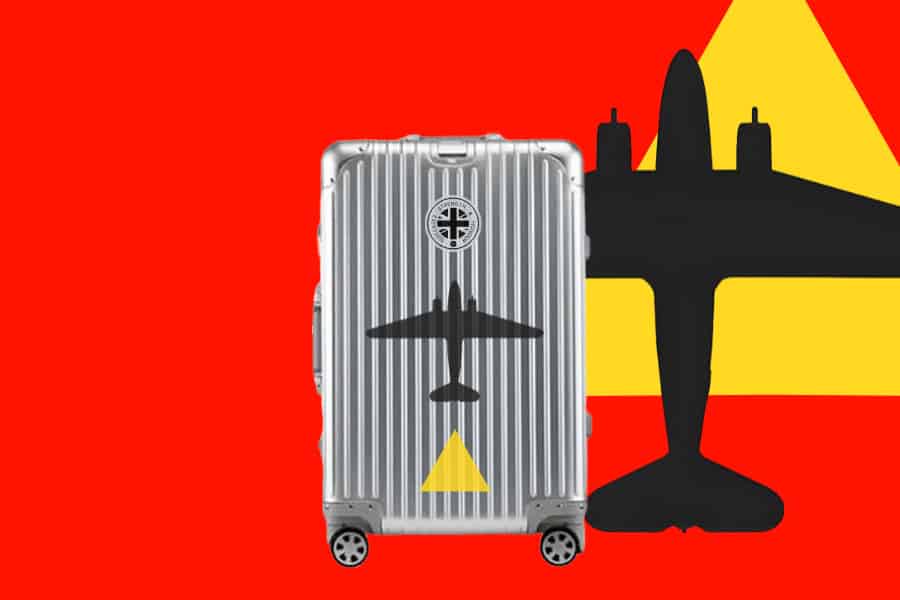 Artist Collection SUITCASEƎ Yellow Triangle Douglas C-47 Skytrain DC-3 Plane Silver Designer Cabin Bag Cary On Suitcase Vanguard Travel Luggage Series iconic military aircraft