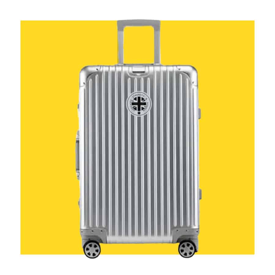 Silver SUITCASEƎ Origin Aluminium Carry-On with smooth-rolling wheels, stylish design, durable build - ideal cabin bag and hand luggage.