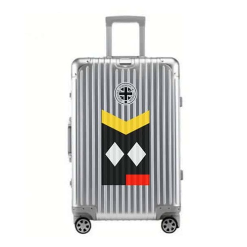 Silver SUITCASEƎ Trip Series Diamond Black Aluminium Carry-On Suitcase, fusing durability with striking tribal African pattern design.