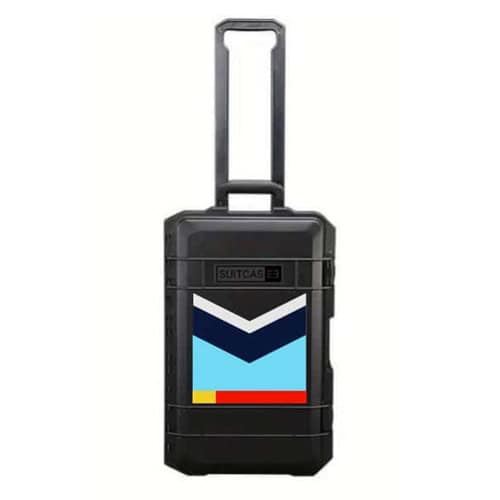 SUITCASEƎ Havana Blue Waterproof Carry-On Suitcase - Stylish, durable design featuring vibrant 1950s Cuba artwork for travel.