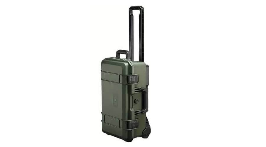 Military Green SUITCASEƎ Icon Series, Waterproof Carry-On with smooth-rolling wheels, stylish design, durable cabin bag materials.