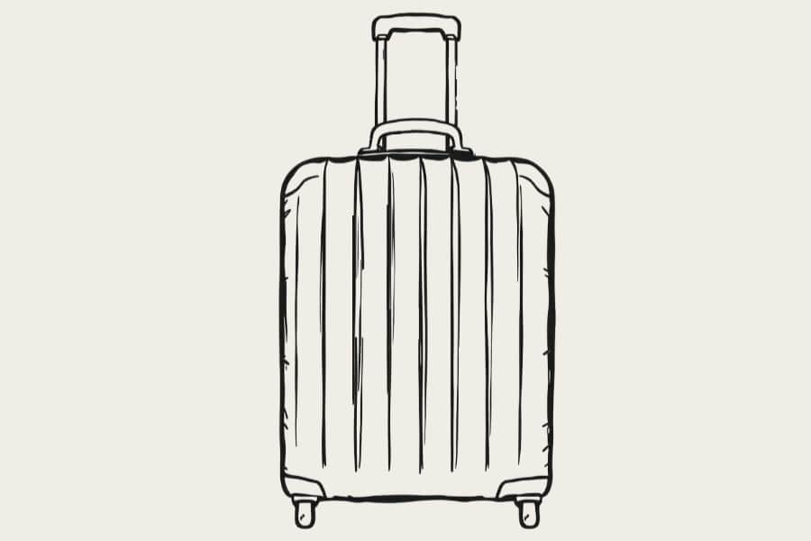 Hand-drawn cabin bag, stylish carry-on suitcase, check-in suitcase, and practical hand luggage for all your travels.