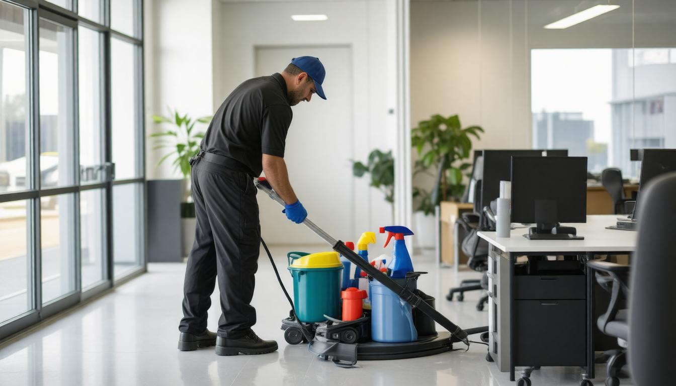 man cleaning the floor