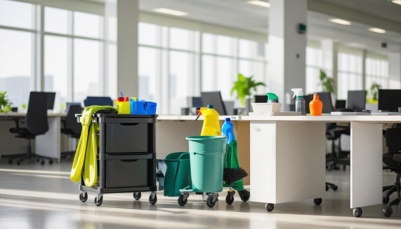 office with cleaning supplies