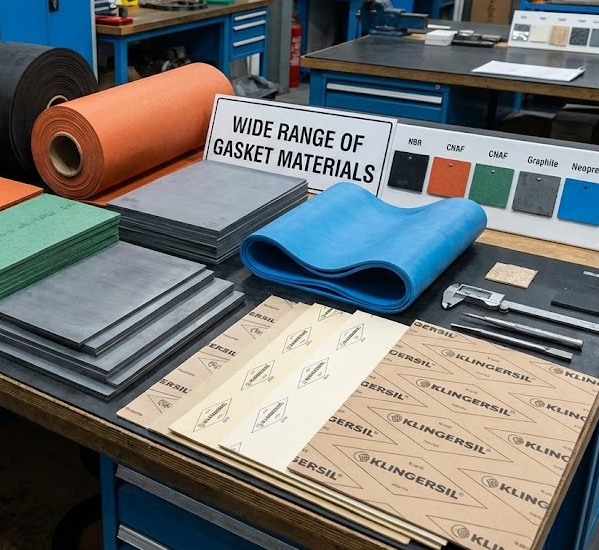 Wide range of gasket materials including rubber, fibre, CNAF and graphite sheets stocked by Rapid Gaskets.