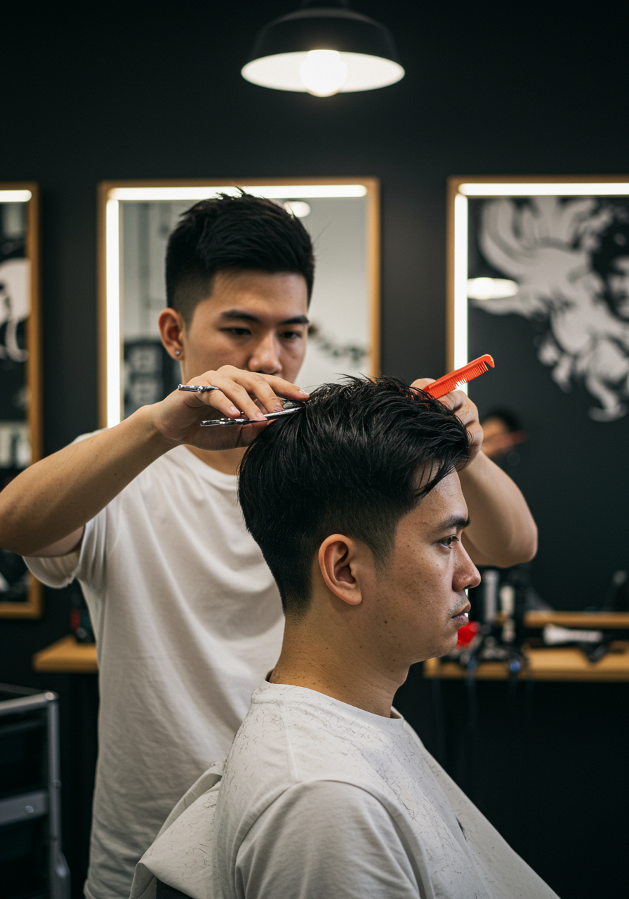 马来西亚男子定制属于自己密发帽的发型