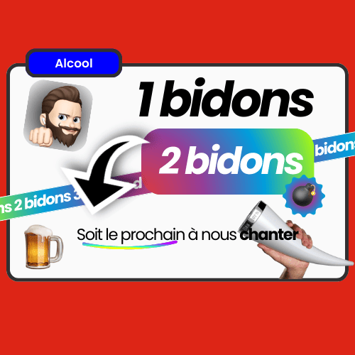 **1 Bidon, 2 Bidons, 3 Bidons d'eau** : Jeu amusant et rythmique pour pimenter le milieu de soirée avec des défis chantants.