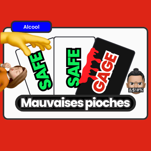 Un jeu d'alcool basé sur le tirage de cartes, avec des choix entre sécurité et gages, pour des défis imprévisibles