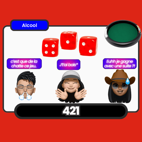 Un jeu de dés où la stratégie et la chance s'allient pour déterminer qui boit, parfait pour mettre un peu de compétition dans vos soirées