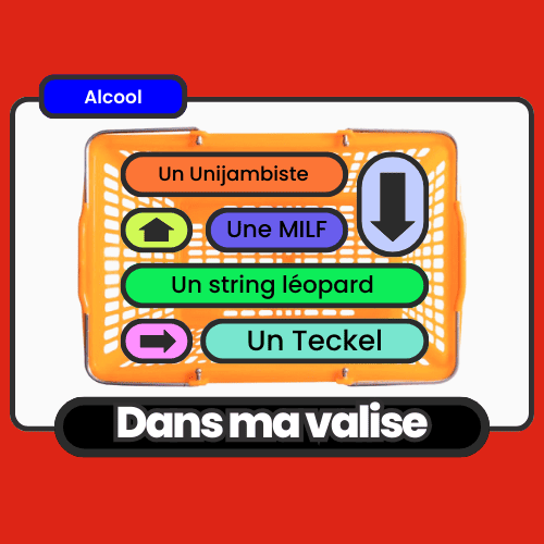 Un jeu de mémoire et d'alcool où les participants ajoutent des objets absurdes à une valise imaginaire, en les répétant dans l'ordre