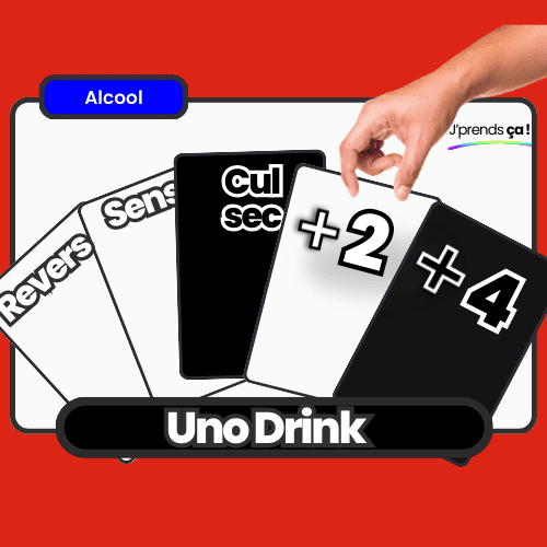 Une variante d'alcool du jeu Uno classique, où chaque carte jouée impose des règles de boisson pour intensifier l'amusement