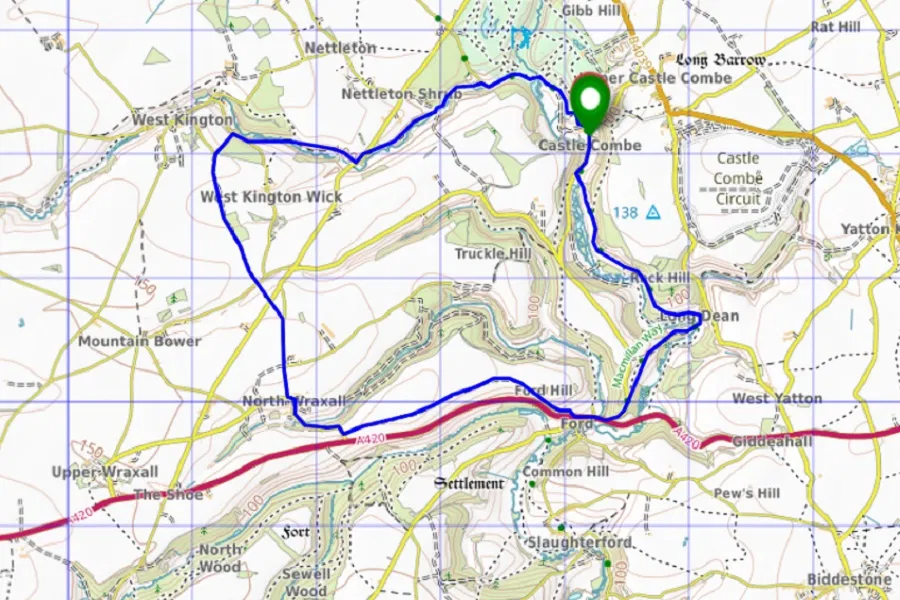 Castle Combe to Ford and North Wraxall Walk Map β best Castle Combe Cotswolds walks , North Wiltshire, UK | Castle Combe England
