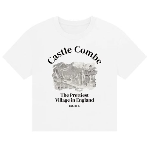 Women's Castle Combe Prettiest Village In England T-Shirt White - Castle Combe Mercantile