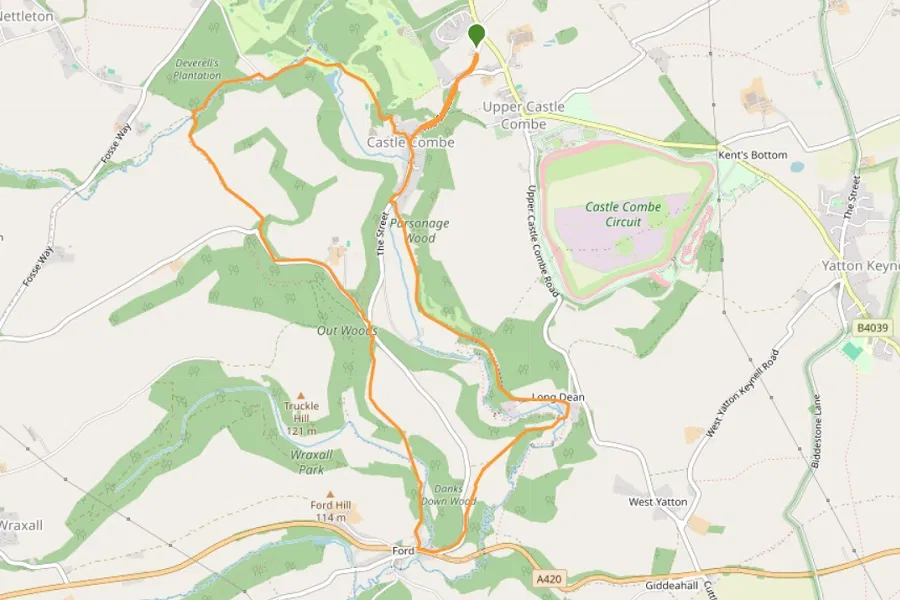 Castle Combe Circular Walk Map β best Castle Combe Cotswolds walks, North Wiltshire, UK Castle Combe England