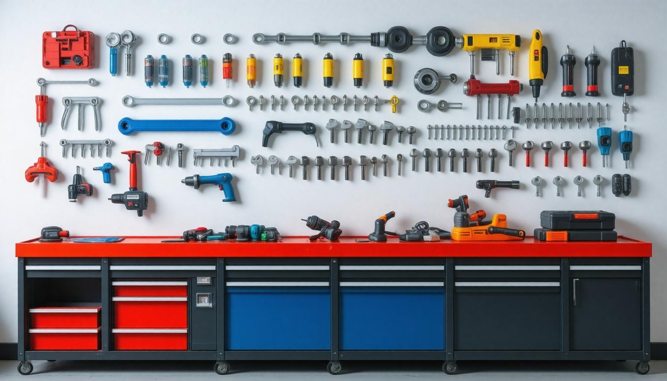 A wall displaying an array of various tools organized neatly for easy access and identification.