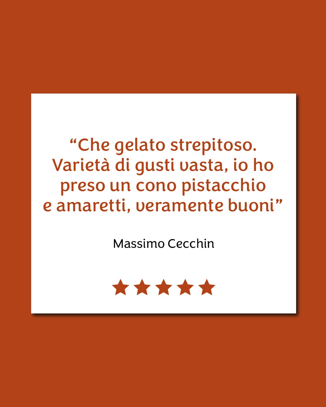 Recensione a 5 stelle di Massimo Cecchin: che gelato strepitoso, varietà di gusti vasta