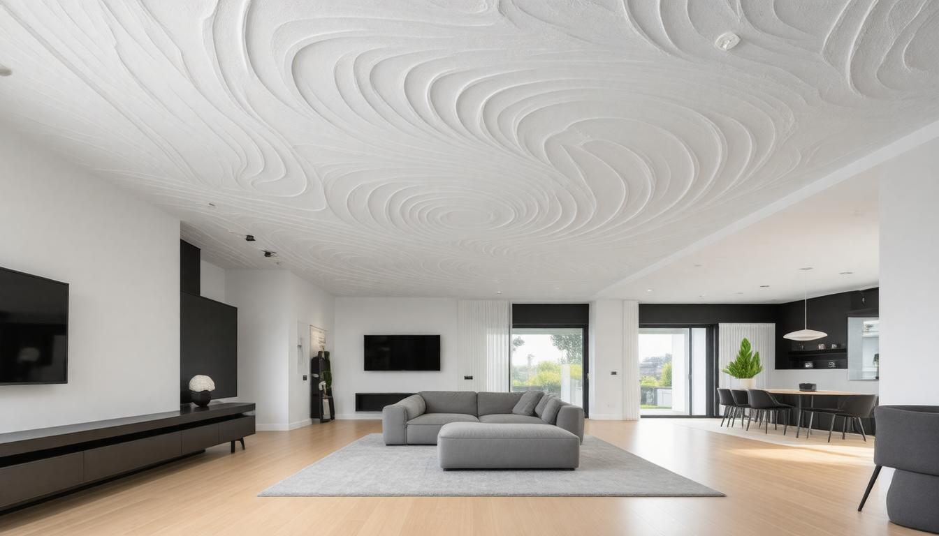 A modern living room featuring white walls, wooden floors, and contemporary furniture arranged for comfort and style.