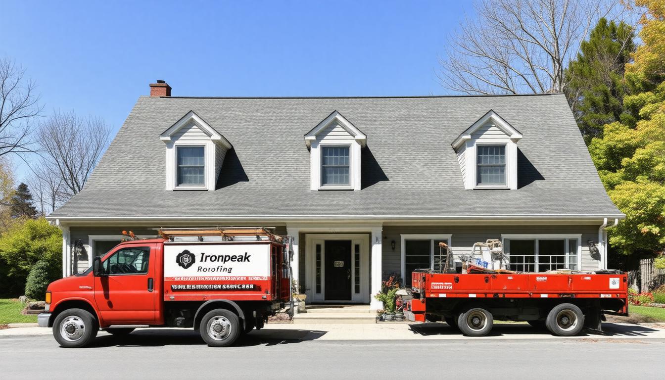 Two trucks parked in front of a residential house, showcasing a suburban setting.