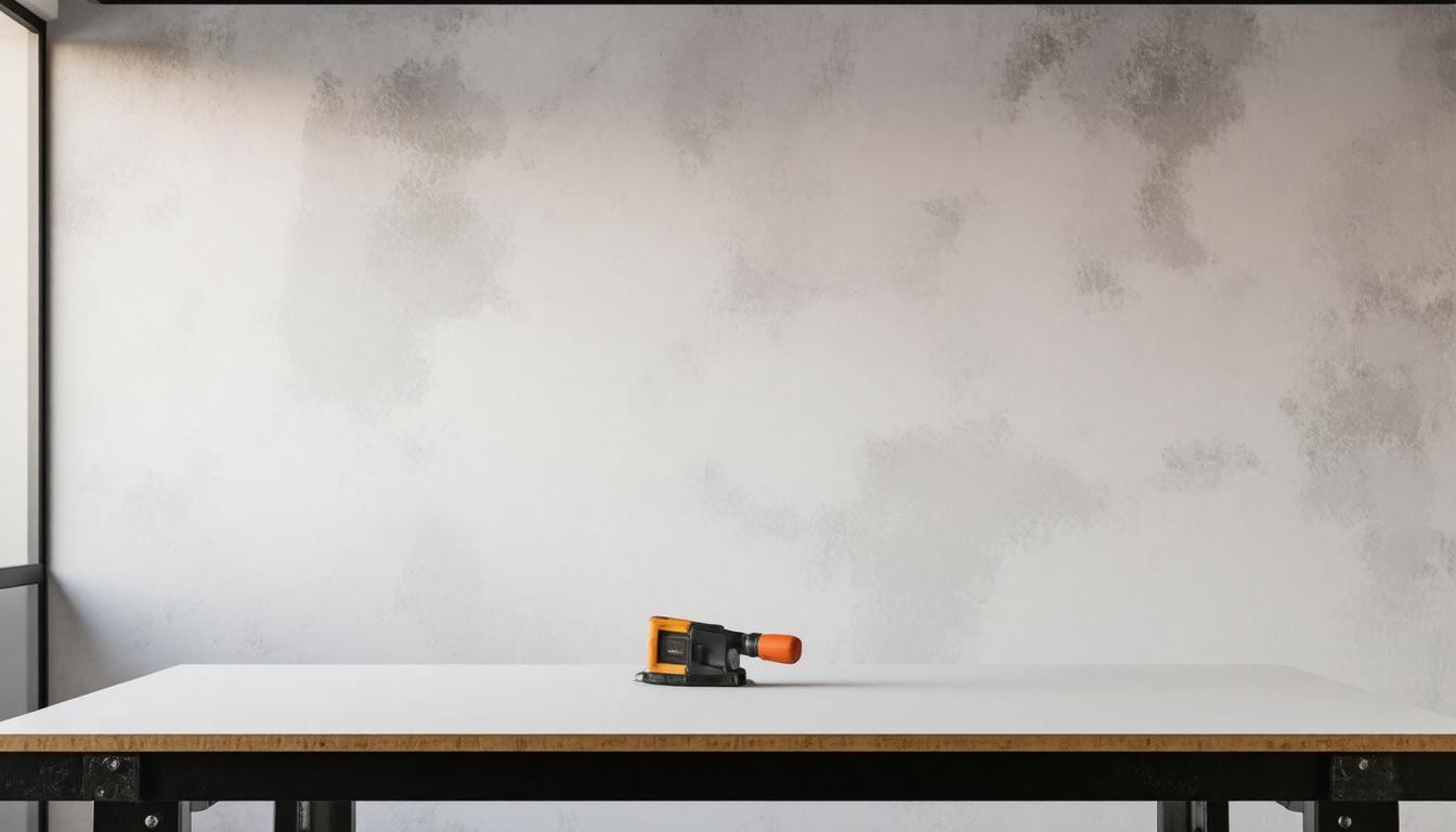 A white table displaying an orange tool, highlighting its color and design against the neutral background.