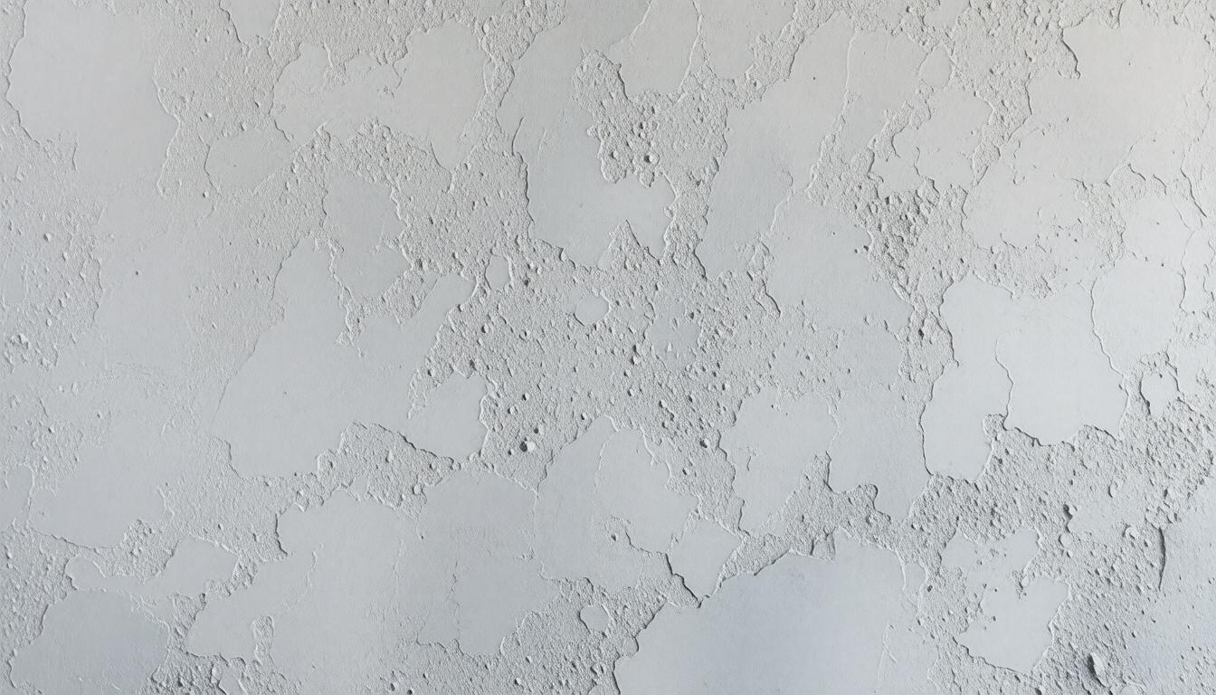 A white wall with peeling paint, revealing layers of texture and wear over time.