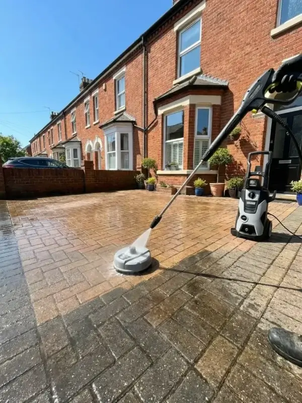 Jet washing driveway and patio cleaning work completed in Norwich Norfolk by Canary Guttering Services