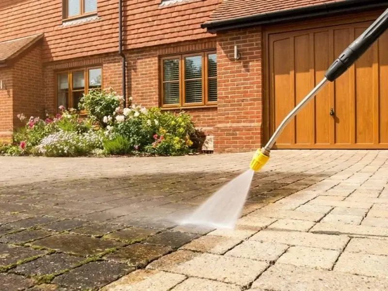 Jet washing driveway and patio cleaning work completed in Norwich Norfolk by Canary Guttering Services