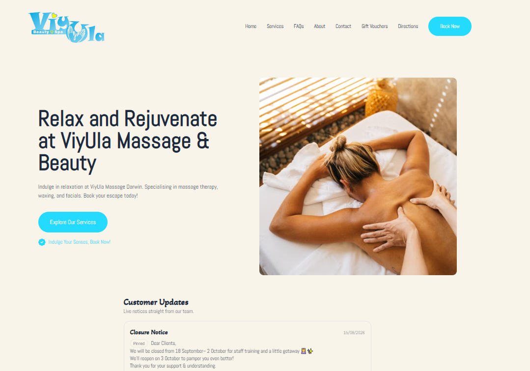 Viyula Massage Website
