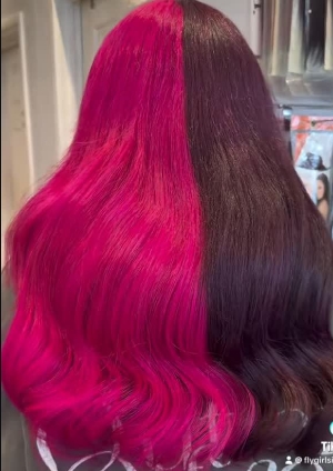 Split hot pink and dark colour by Fly Girls Ipswich