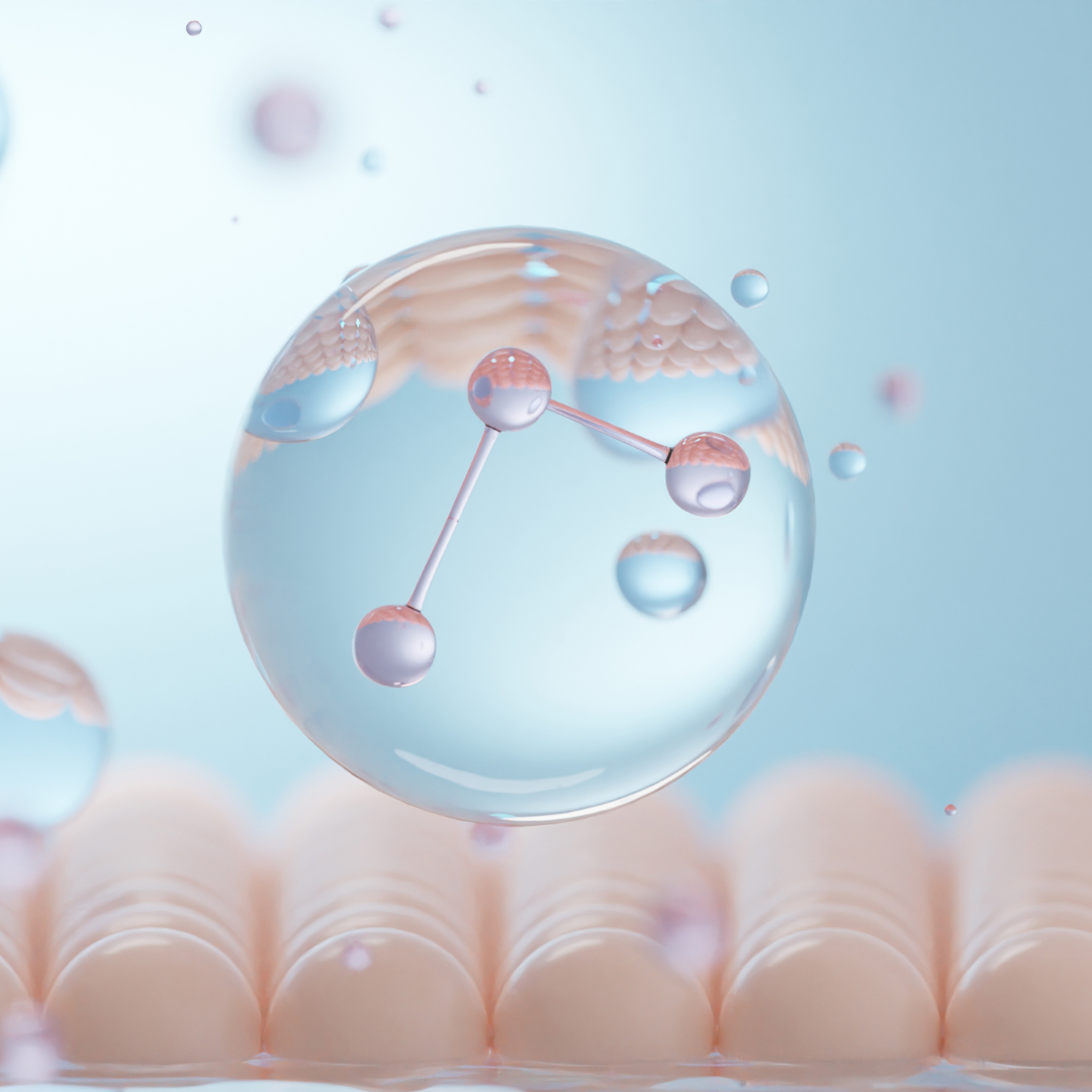 Desk with leather desk pad, walnut desk organizer, wireless keyboard and mouse, and porcelain mug.