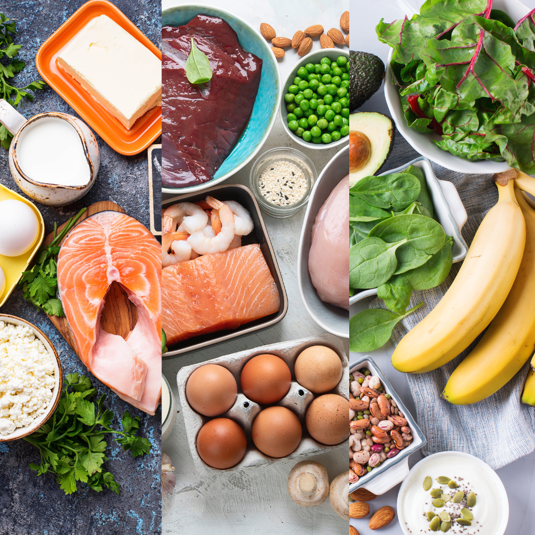 Collection of four insulated travel bottles on wooden shelf.