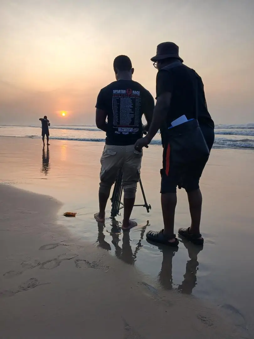 Revele Films crew filming on the beach