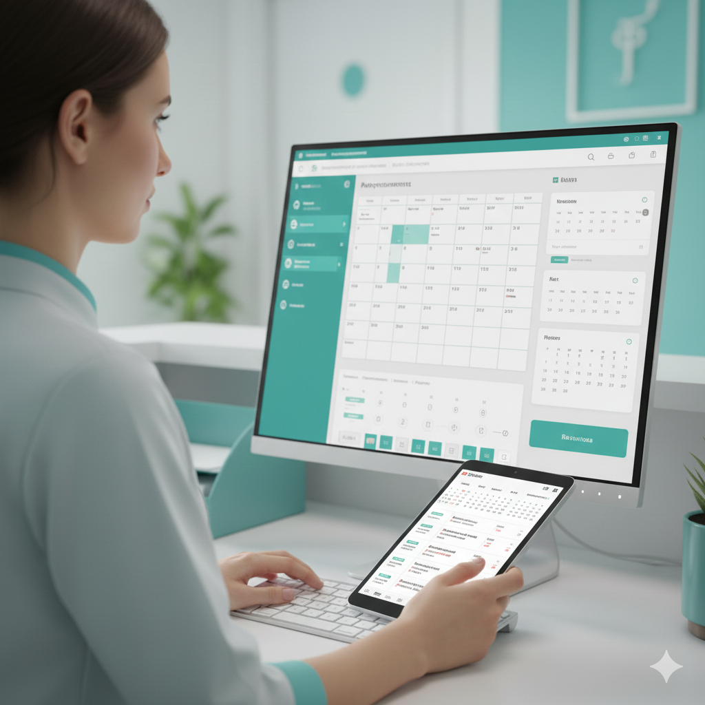 Doctora con sistema Agenda Salud