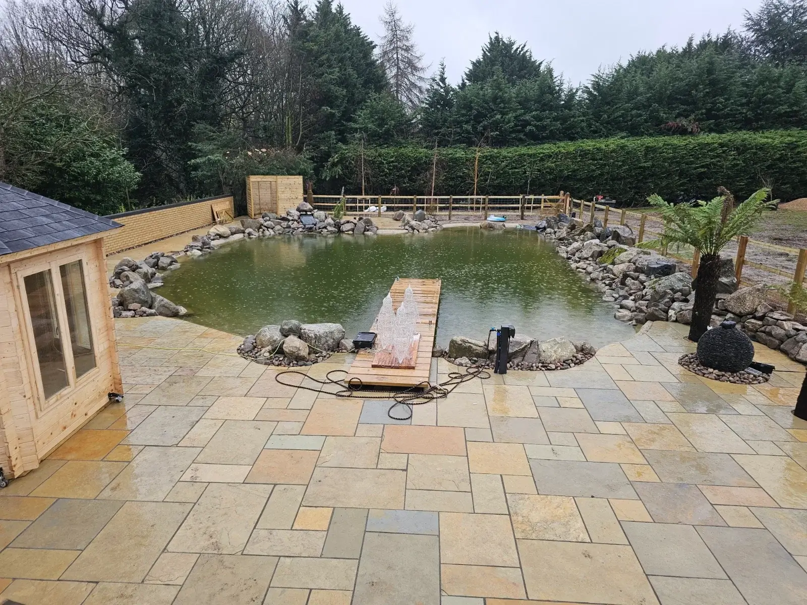 Complete garden design and landscaping in Eaton, Norwich with pond and water features