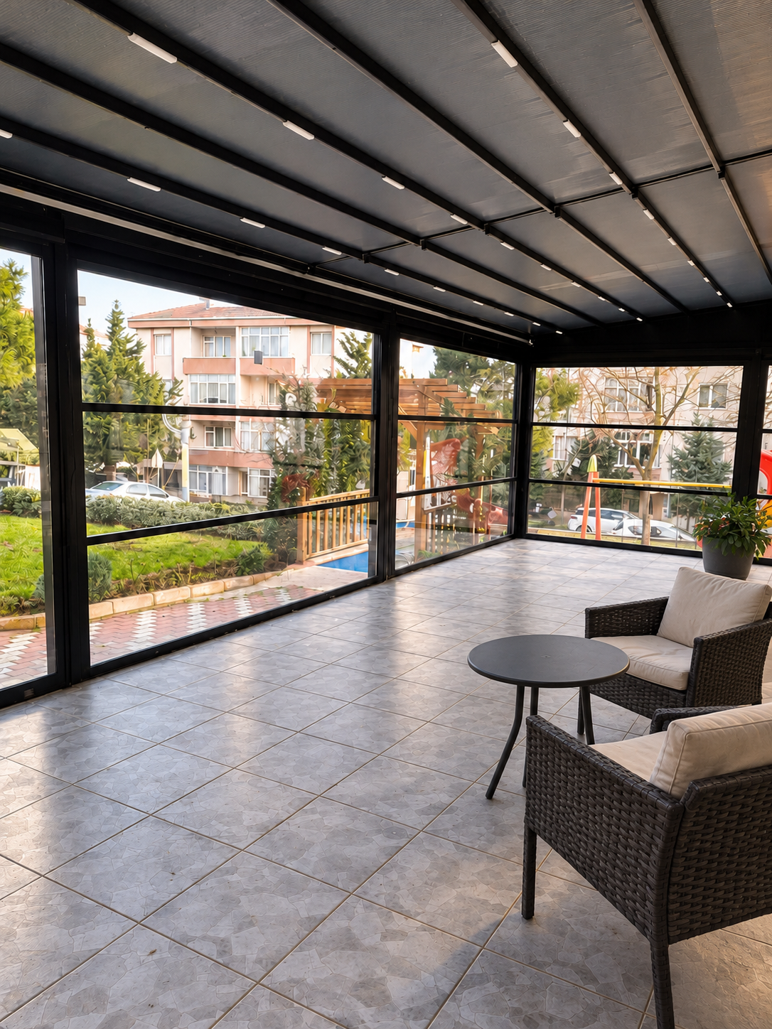 Alüminyum doğrama ile yapılmış cam balkon uygulaması