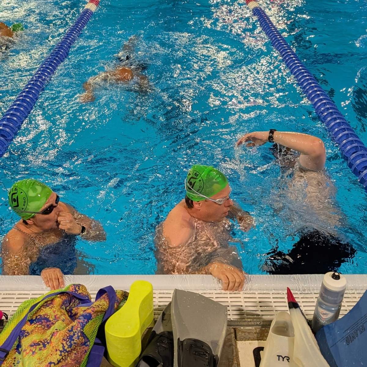 Masters swim training in the pool