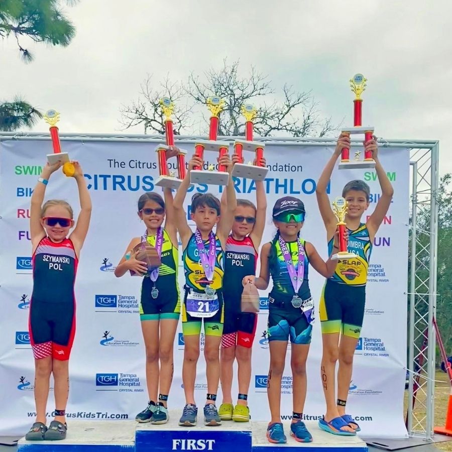 #miniSLAPPERS youth triathlon team on the podium