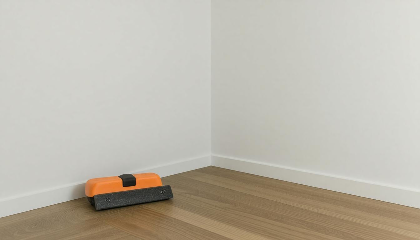 A vacuum cleaner positioned on the floor of a bright white room, showcasing its sleek design and functionality.