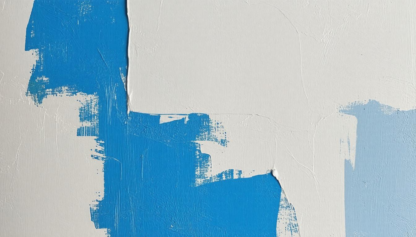 A painting predominantly featuring various shades of blue, creating a serene and calming visual effect.