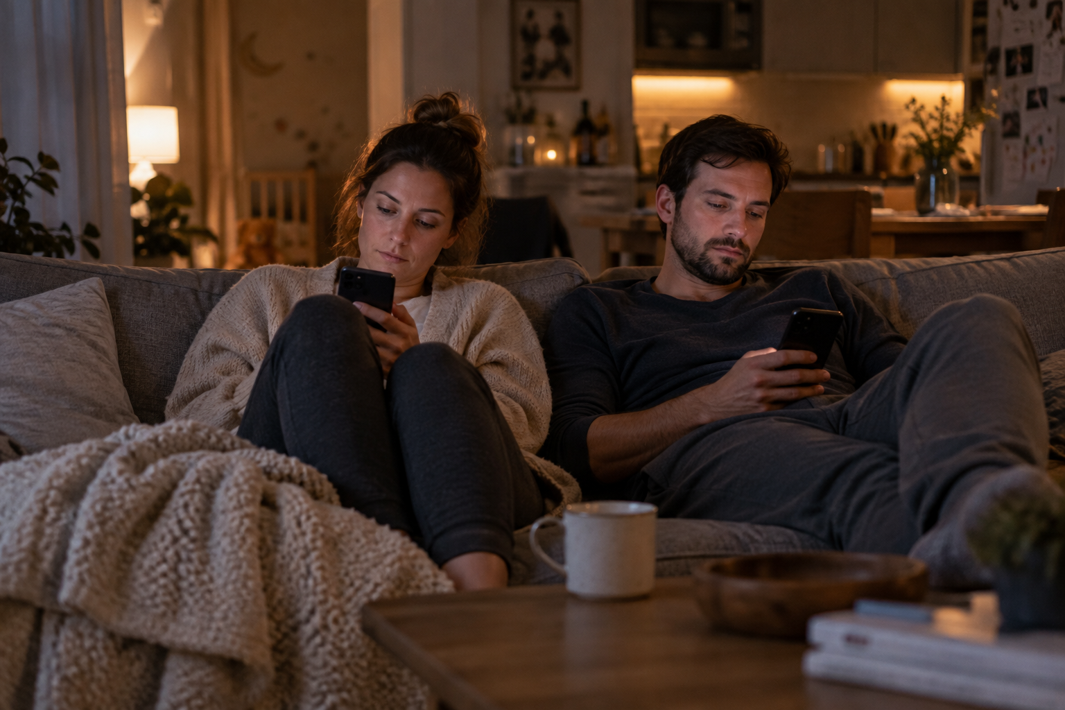 ruhige Familienszene am Abend