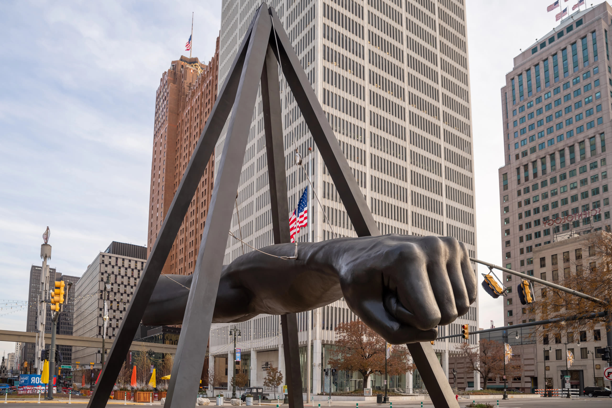 Monument to Joe Louis - The Fist - in downtown Detroit, Michigan