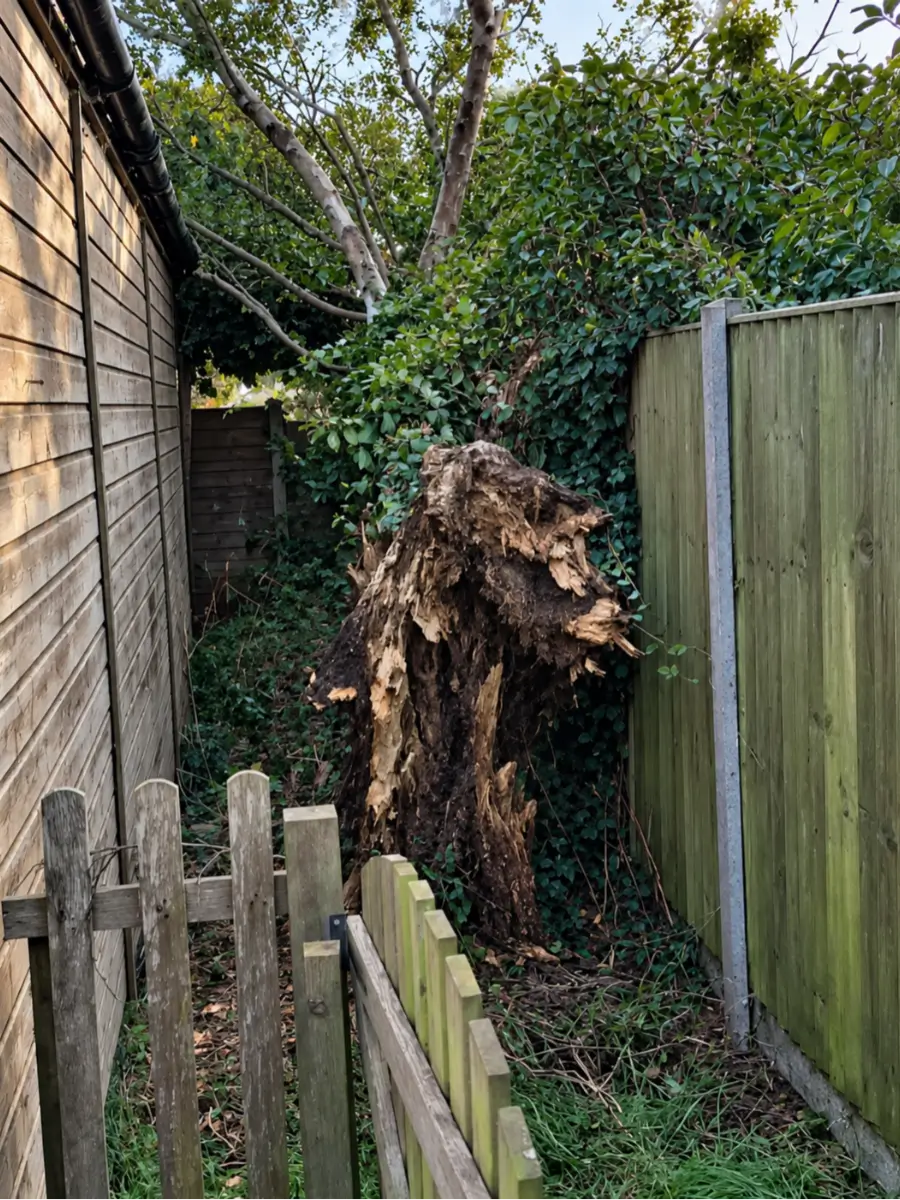 Hedge cutting and stump clearance — before the work