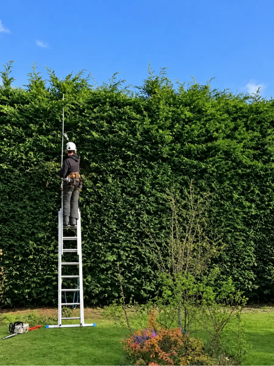 Hedge cut back to a neat, even finish