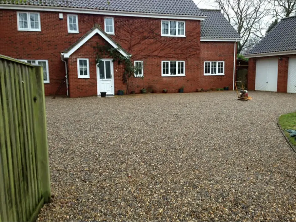 Driveway designed for two-car parking in front of home.