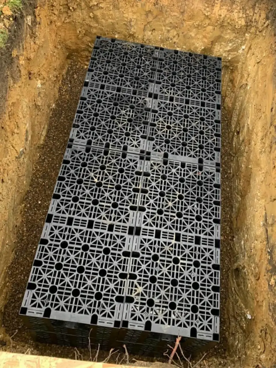 Compacted sub-base ready for paving installation.