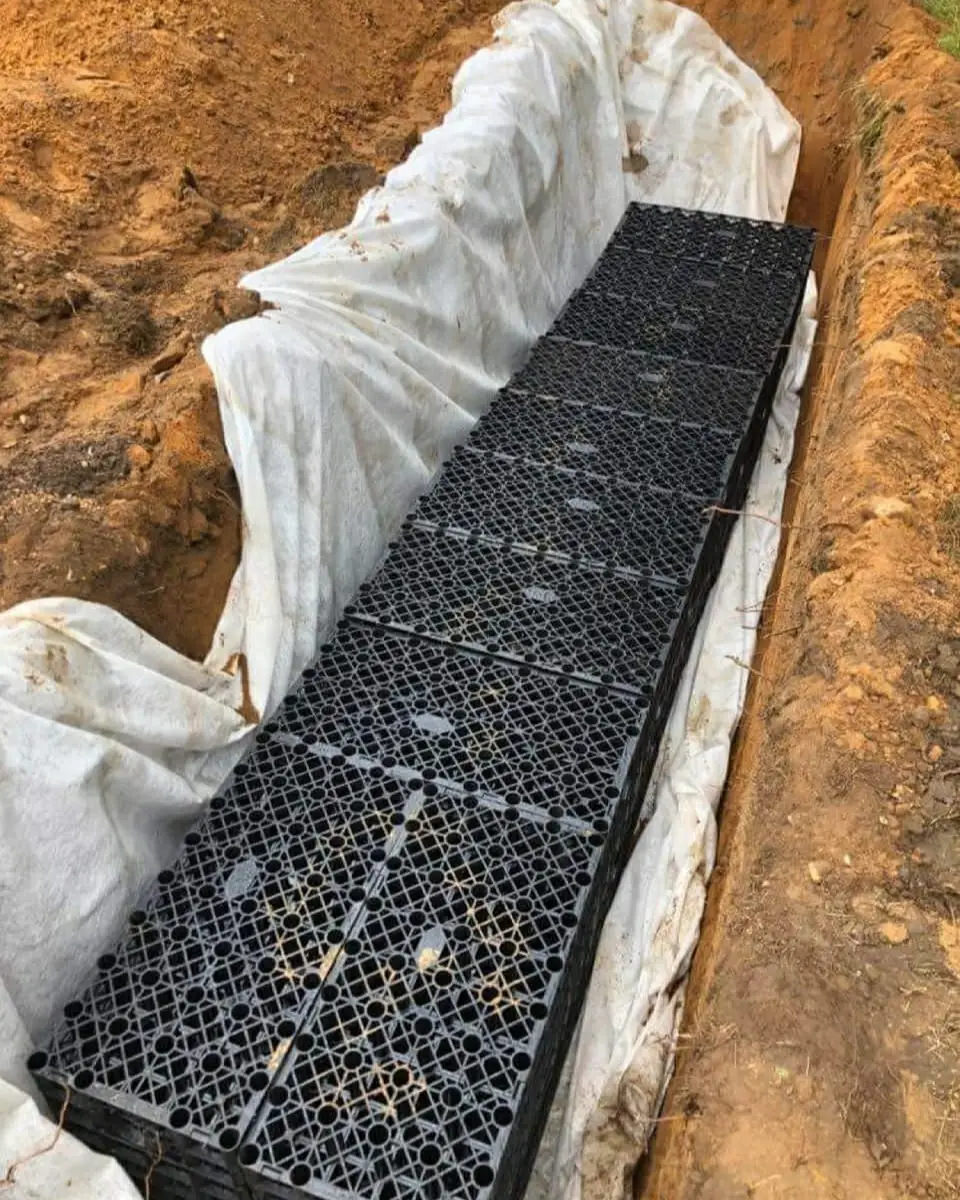 Finished sub-base ready for patio installation.